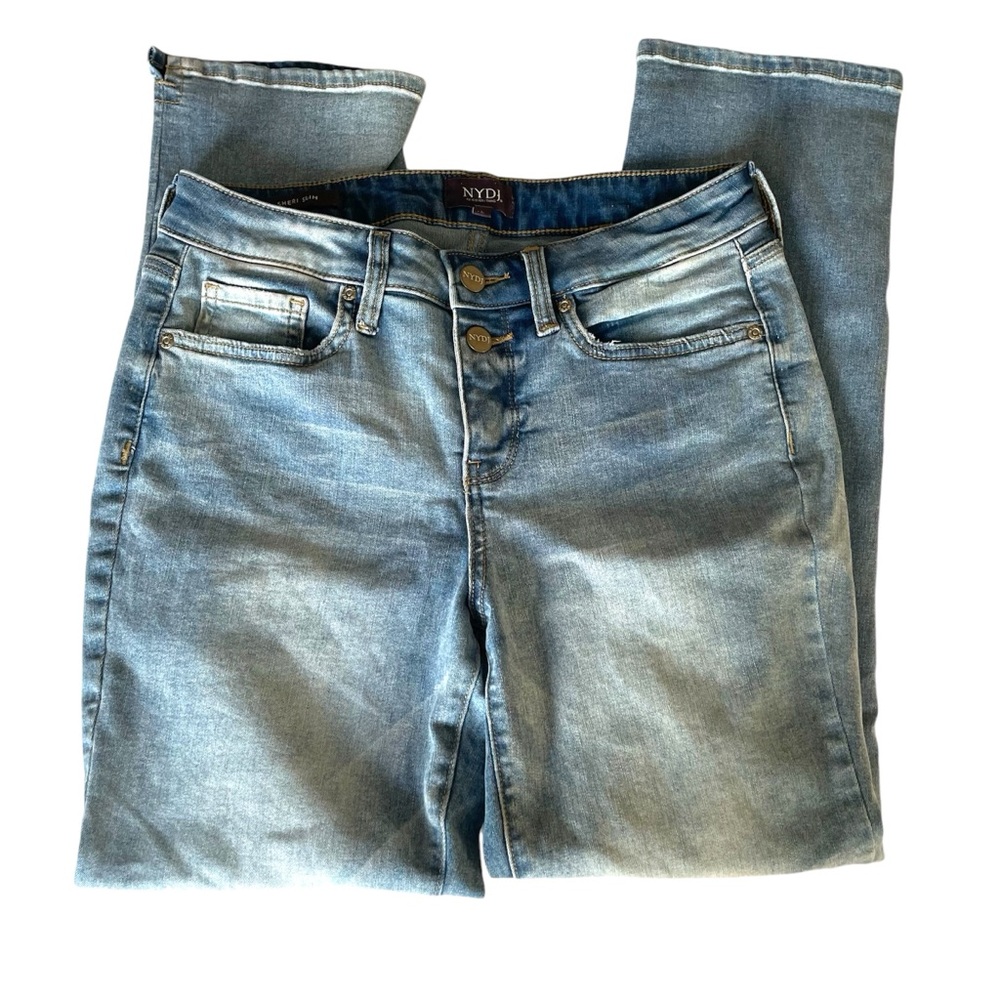 NYDJ Sheri Slim Button Fly Light Wash Jeans Lift Tuck Denim Women’s Size 2